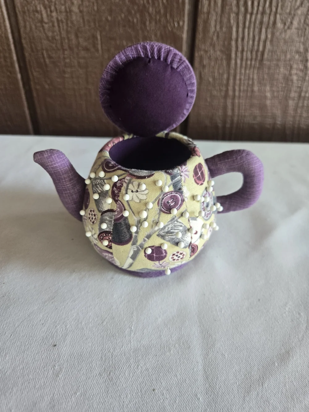 Floral Teapot Pin Cushion With Storage Under Lid